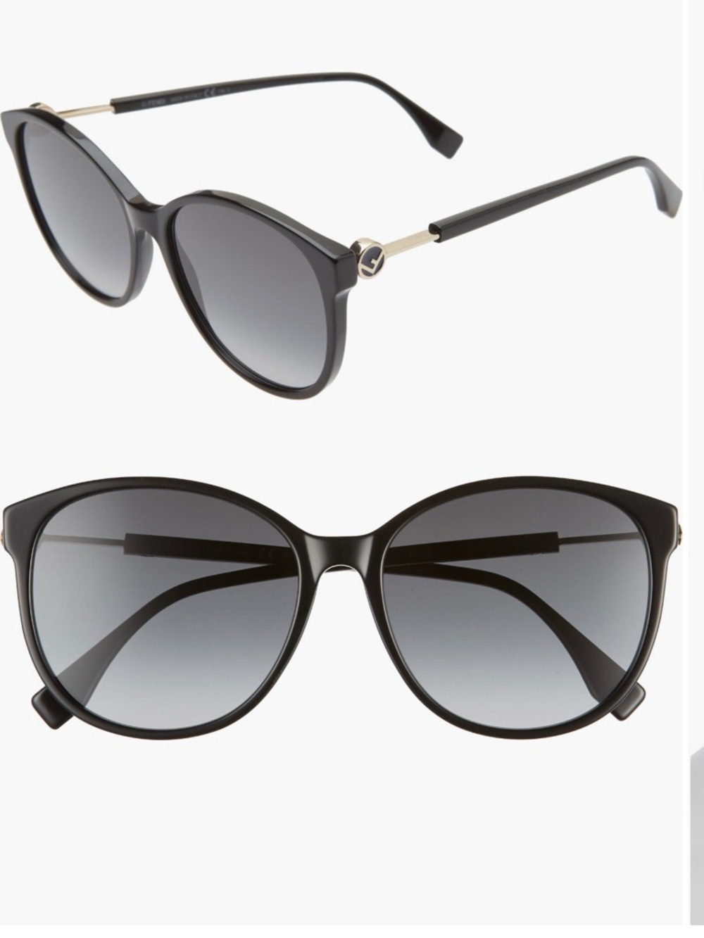 Fendi Classic Black Cat-Eye Sunglasses